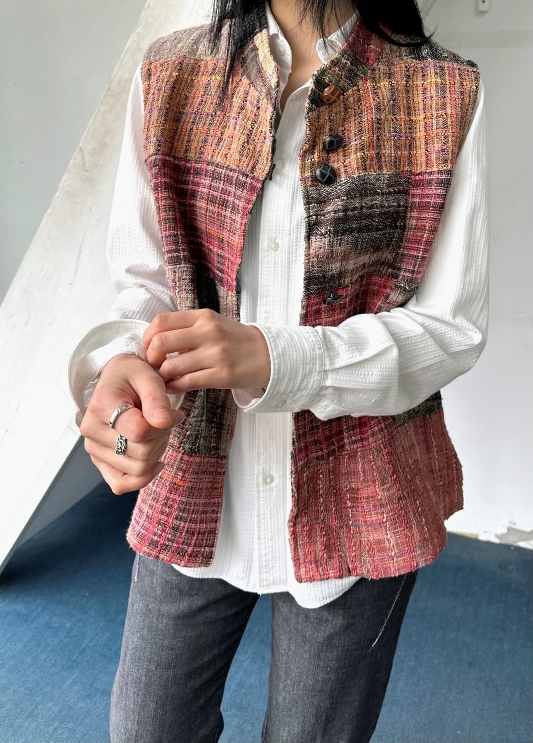 Nep woven fabric design gilet 상품이미지7