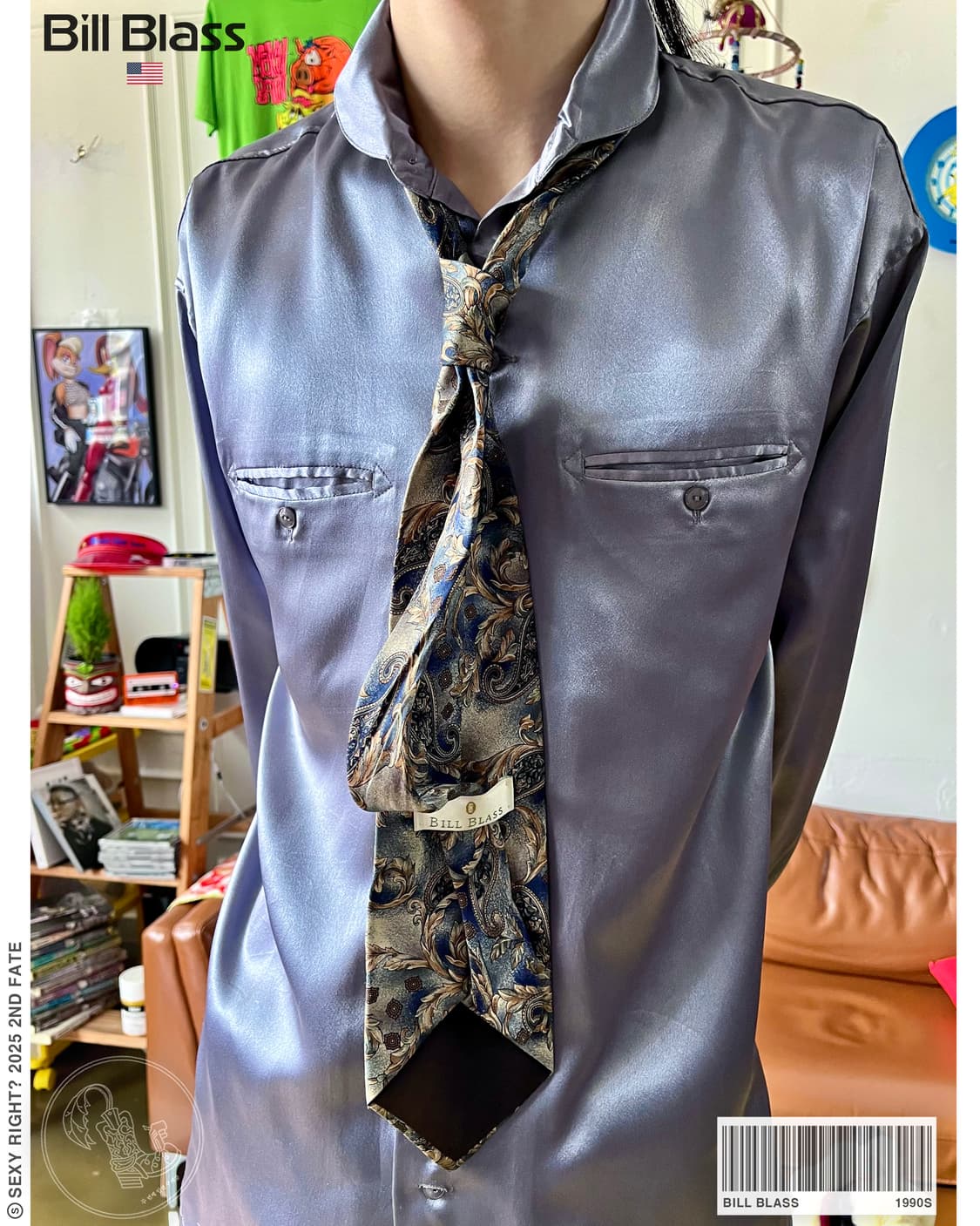 -90s Bill Brass Antique Paisley Silk Tie 상품이미지1