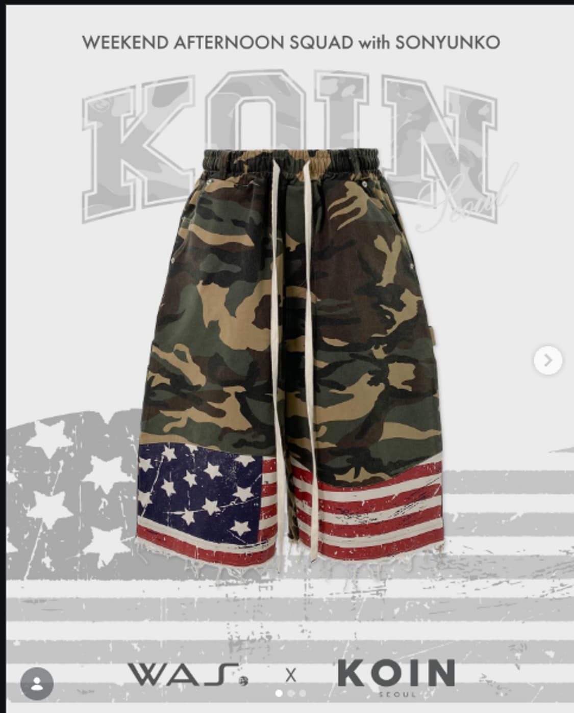 WAS X 코인서울 카모 버뮤다 팬츠 상품이미지1