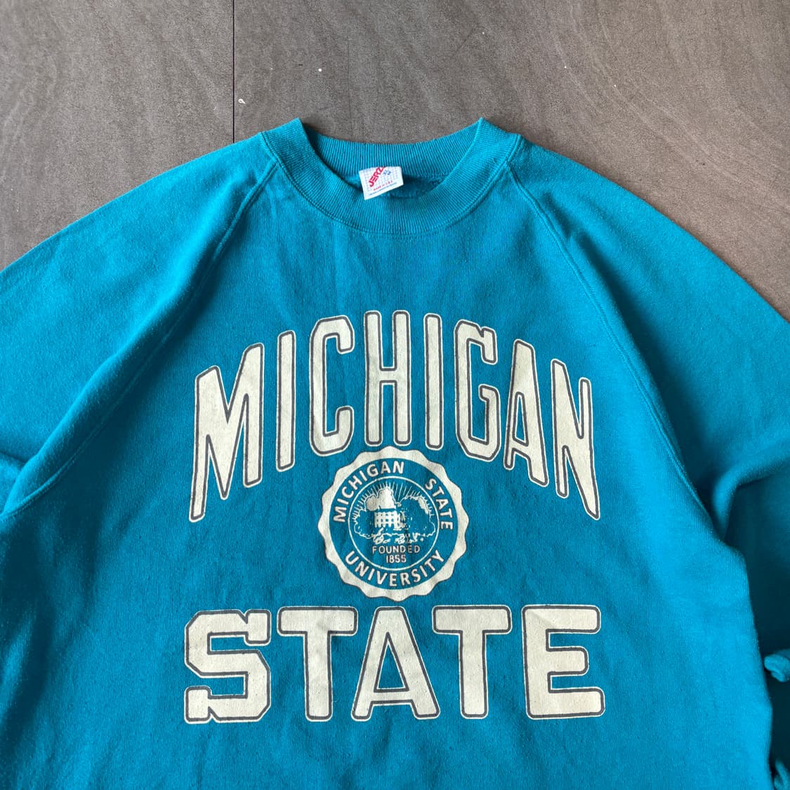 90s 90년대 미국 생산 빈티지 민트 블루 스웻셔츠 상품이미지3