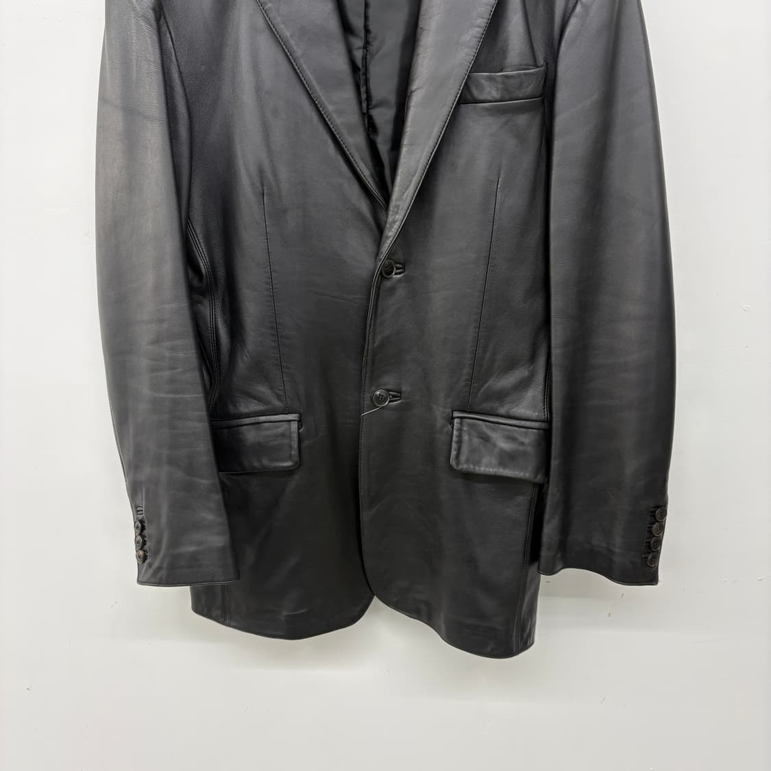 CHIFFONS 빈티지 양가죽 자켓 블랙 남성M 상품이미지2