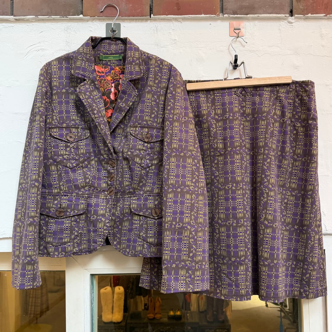 Oilily 오일릴리 퍼플 올리브 블레이저 & 스커트 셋업 상품이미지1