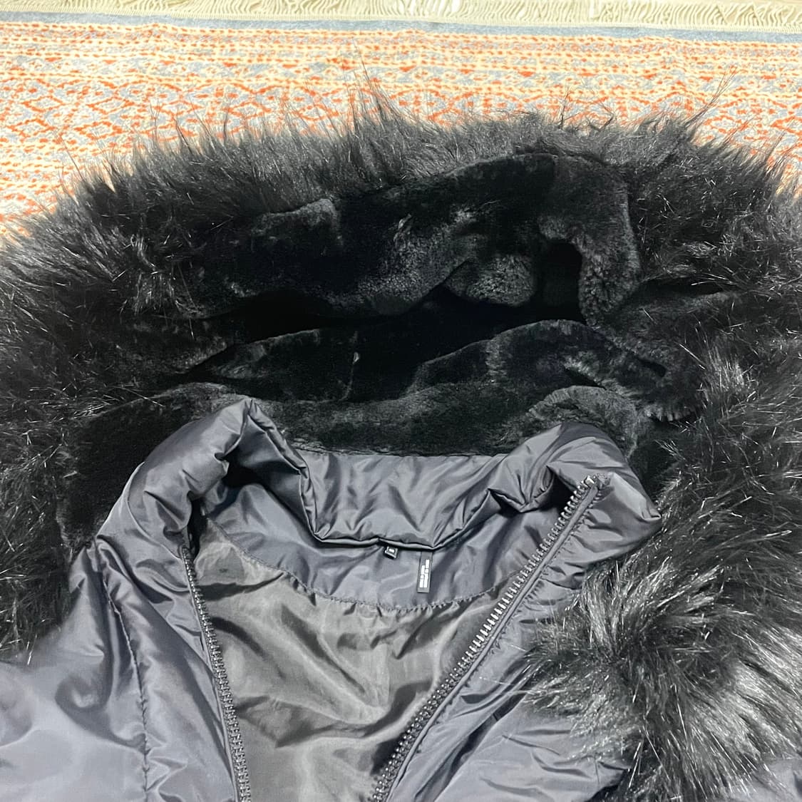 DKNY 블랙 더블지퍼 덕다운 롱패딩 여성XS 상품이미지7