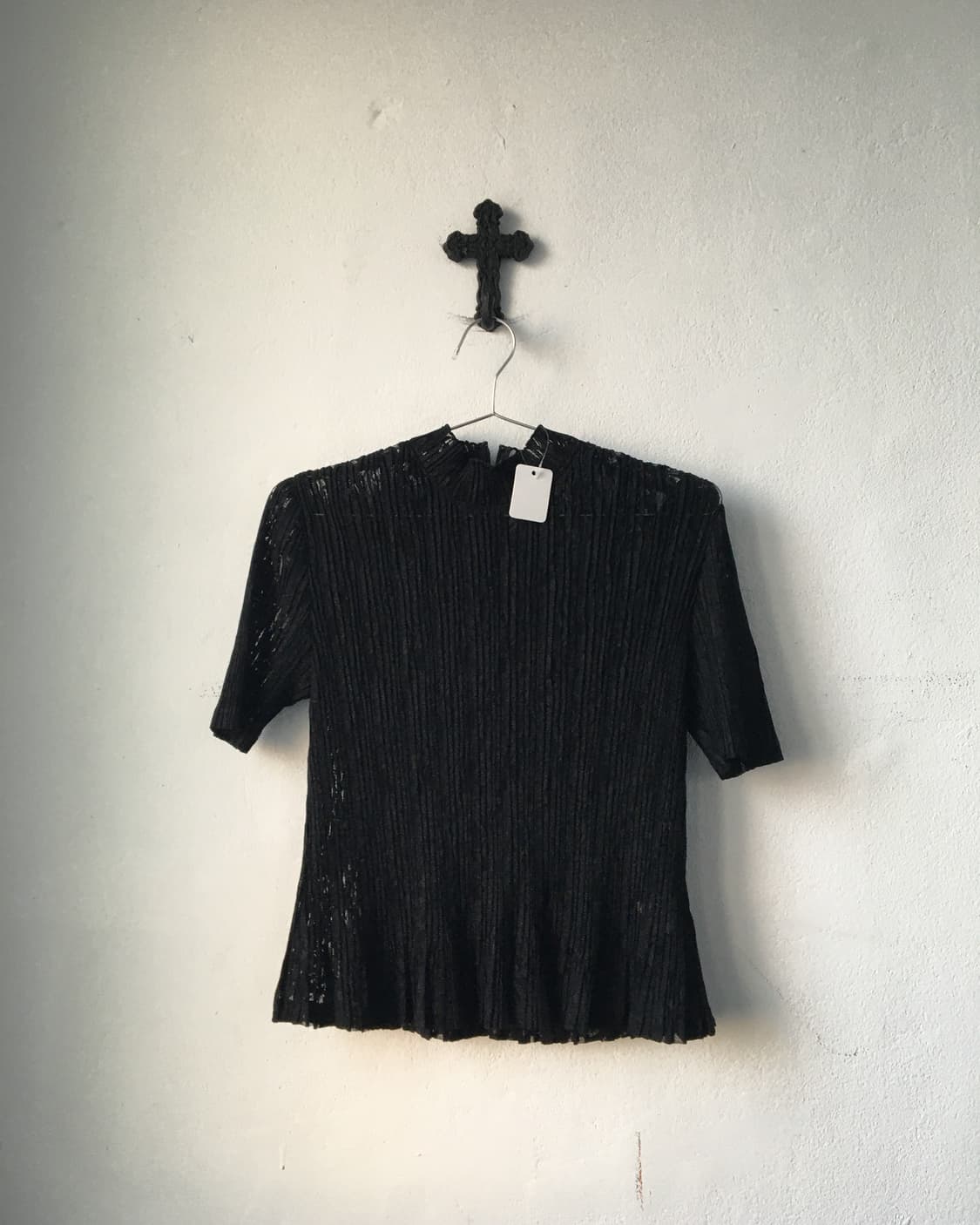 Pattern pleats high neck top 상품이미지2