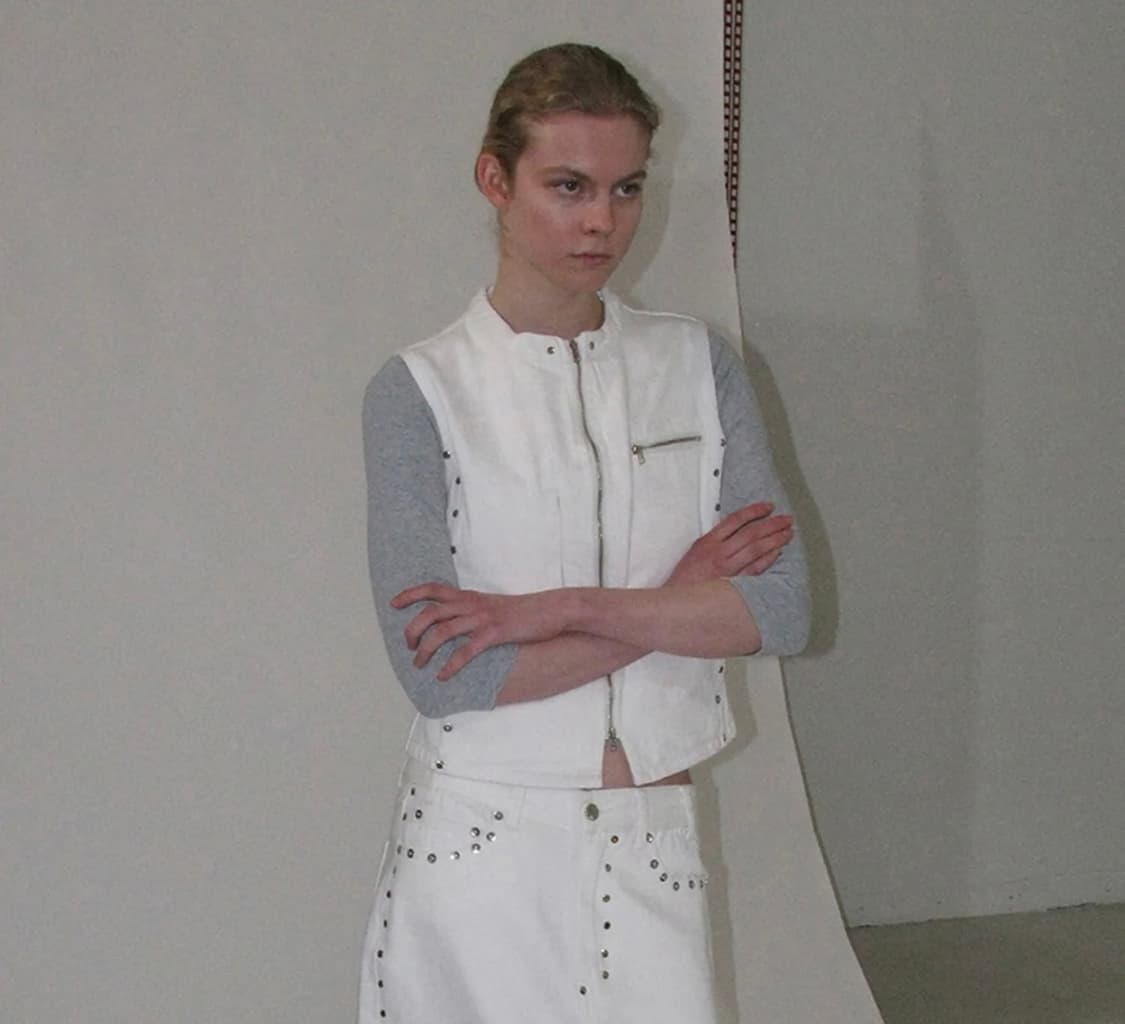 파르티멘토 스터드 집업 데님 화이트 상품이미지2