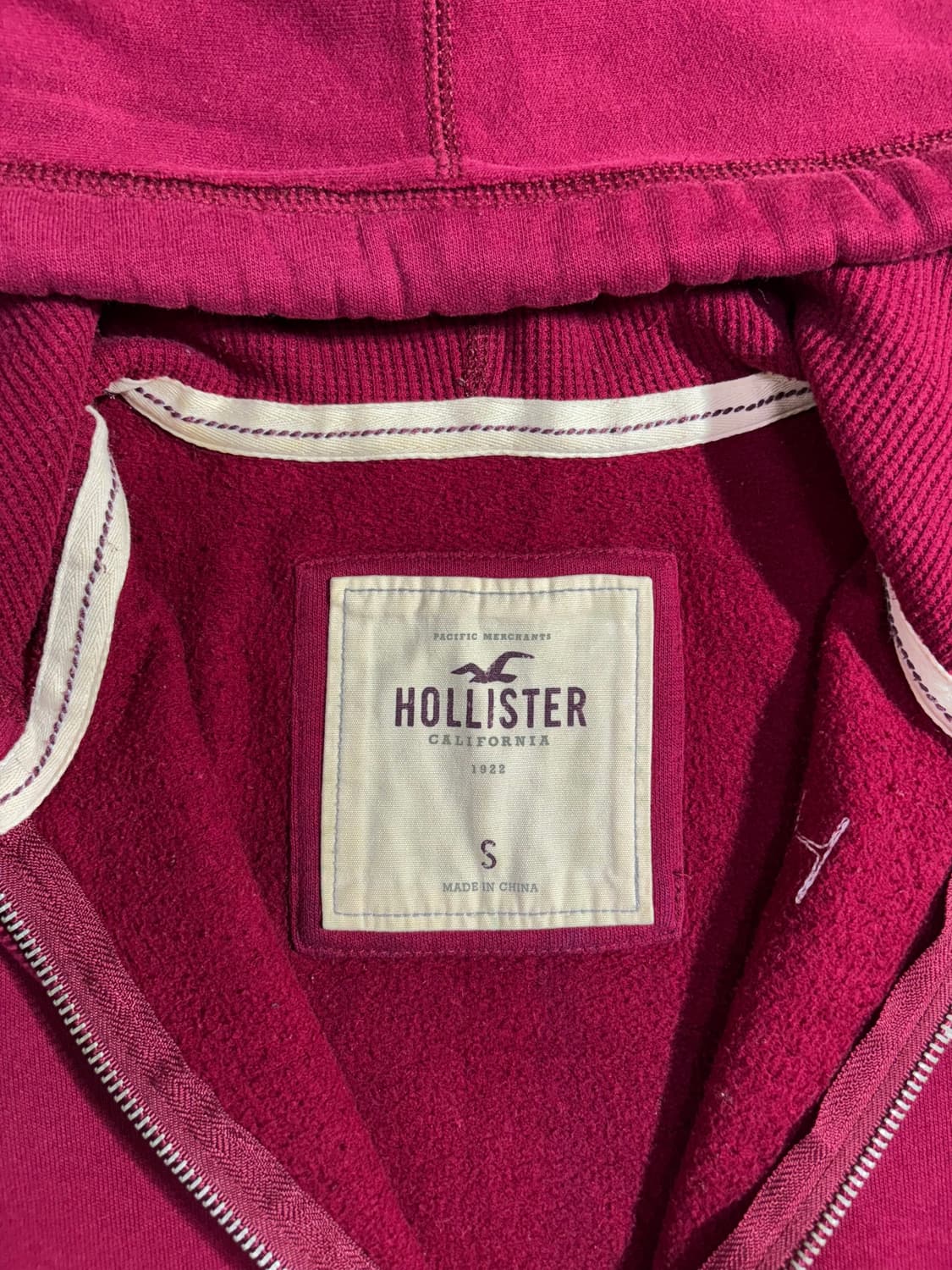 홀리스터 사이드로고 버건디 후드집업  상품이미지6