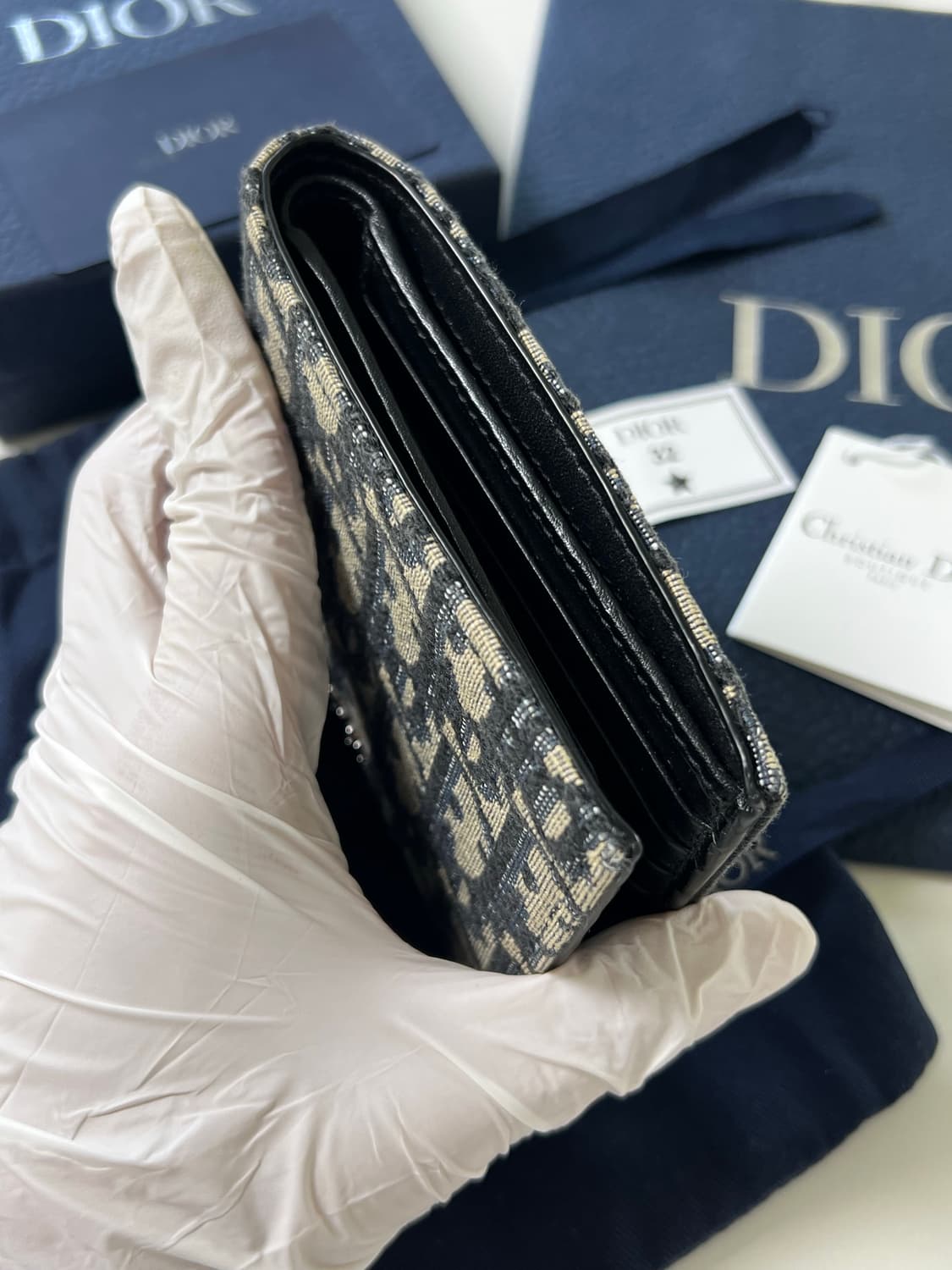[정품] 디올 오블리크 반지갑 베이지 상품이미지4