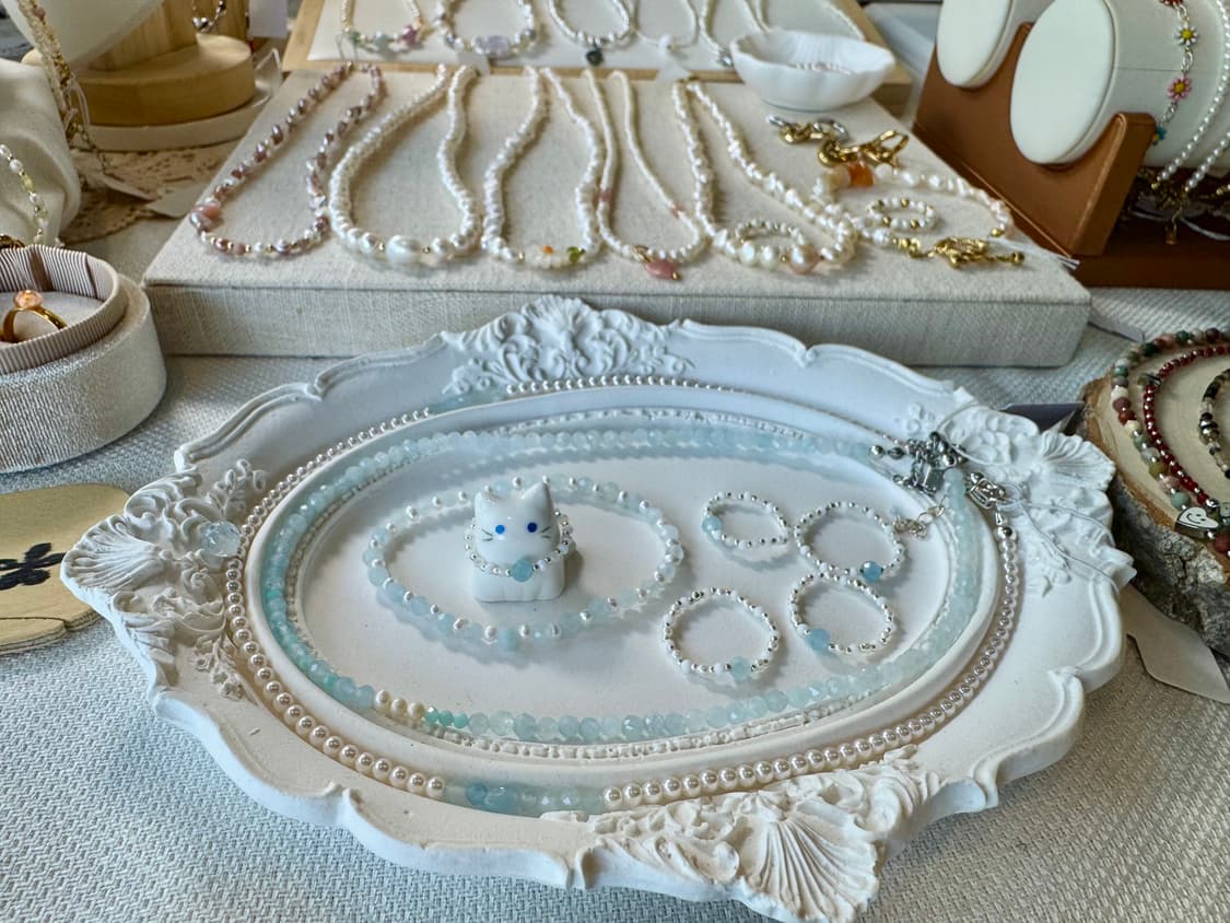 모두가 예쁘다고 한 아쿠아마린 비드반지🩵💍🤍 상품이미지2