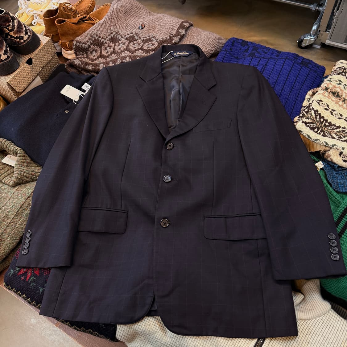 브룩스 브라더스 윈도우페인 체크 블레이저 38R 상품이미지1