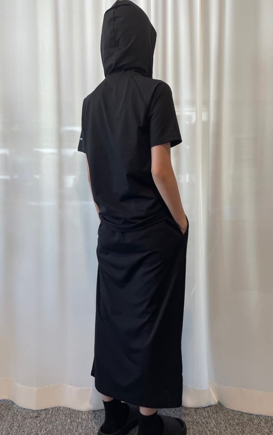 지초이 22-004 반팔 후드 블랙 상품이미지2