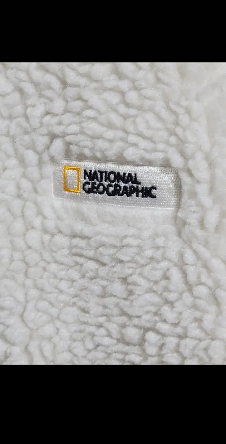 (L) 내셔널지오그래픽 후리스 점퍼 화이트 뽀글이 플리스 와펜자켓 상품이미지4