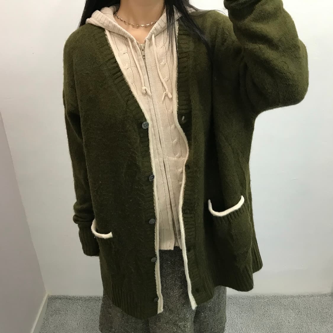 포인트 니트 롱 가디건 상품이미지2