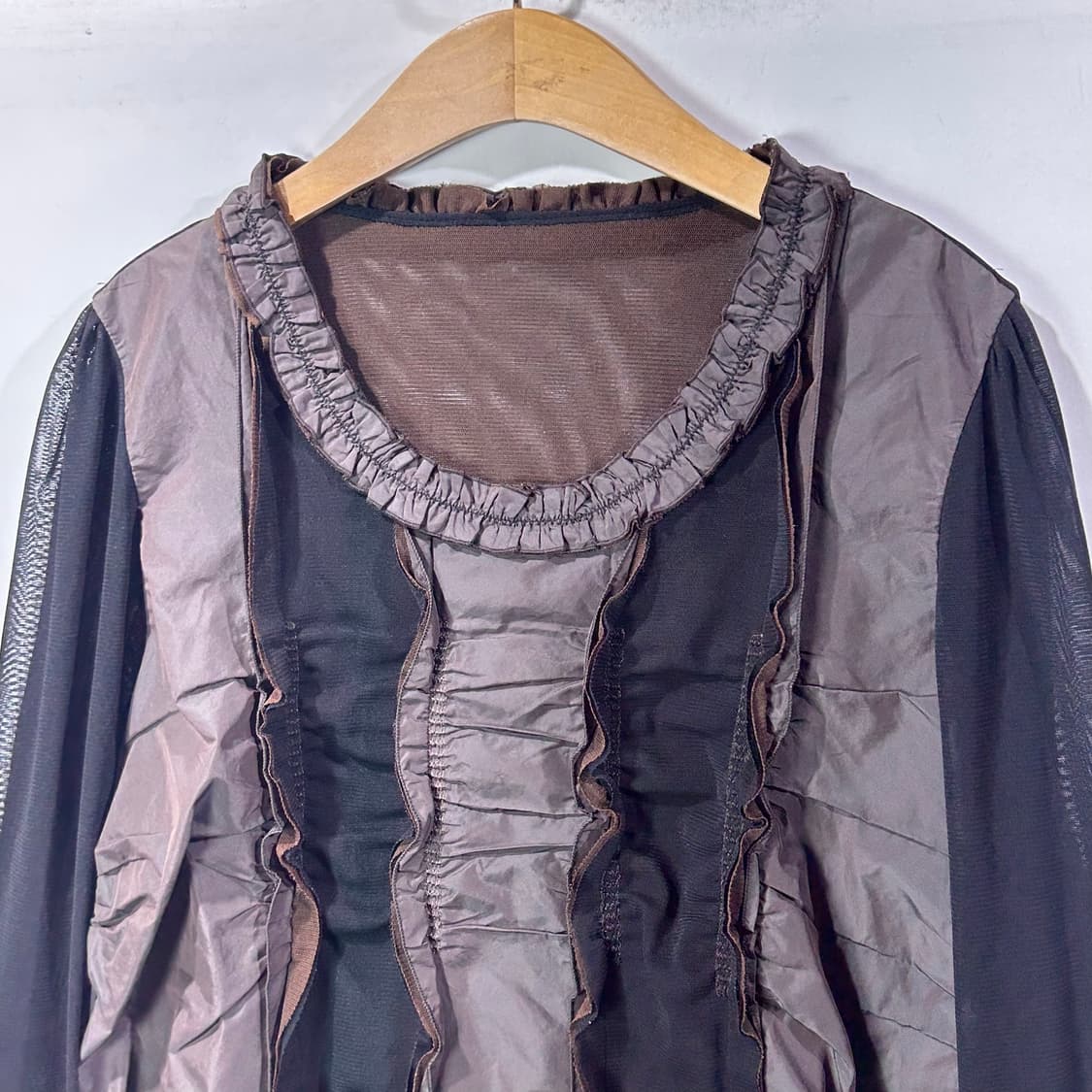 [JPN] 빈티지 셔링 시스루 블라우스 상품이미지3