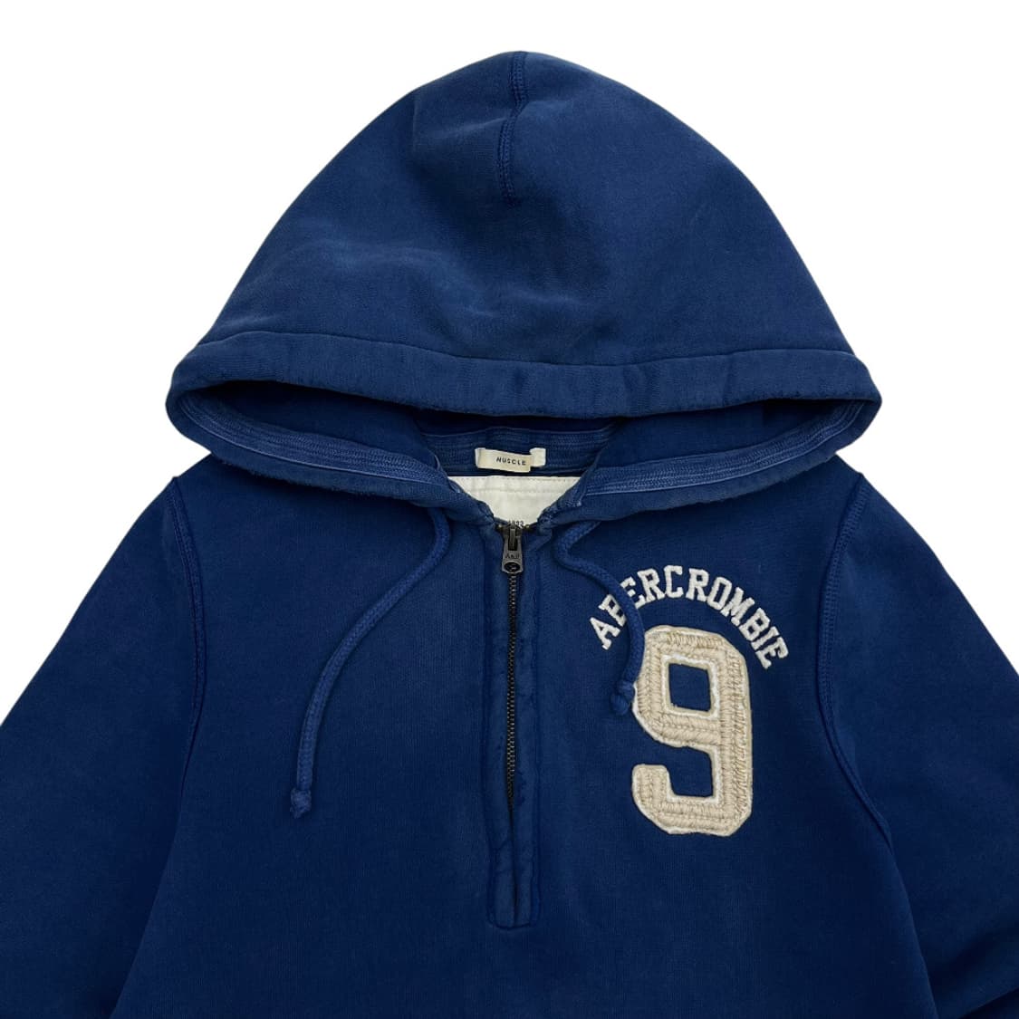 아베크롬비 9 로고 블루 반집업 후드 M 상품이미지4