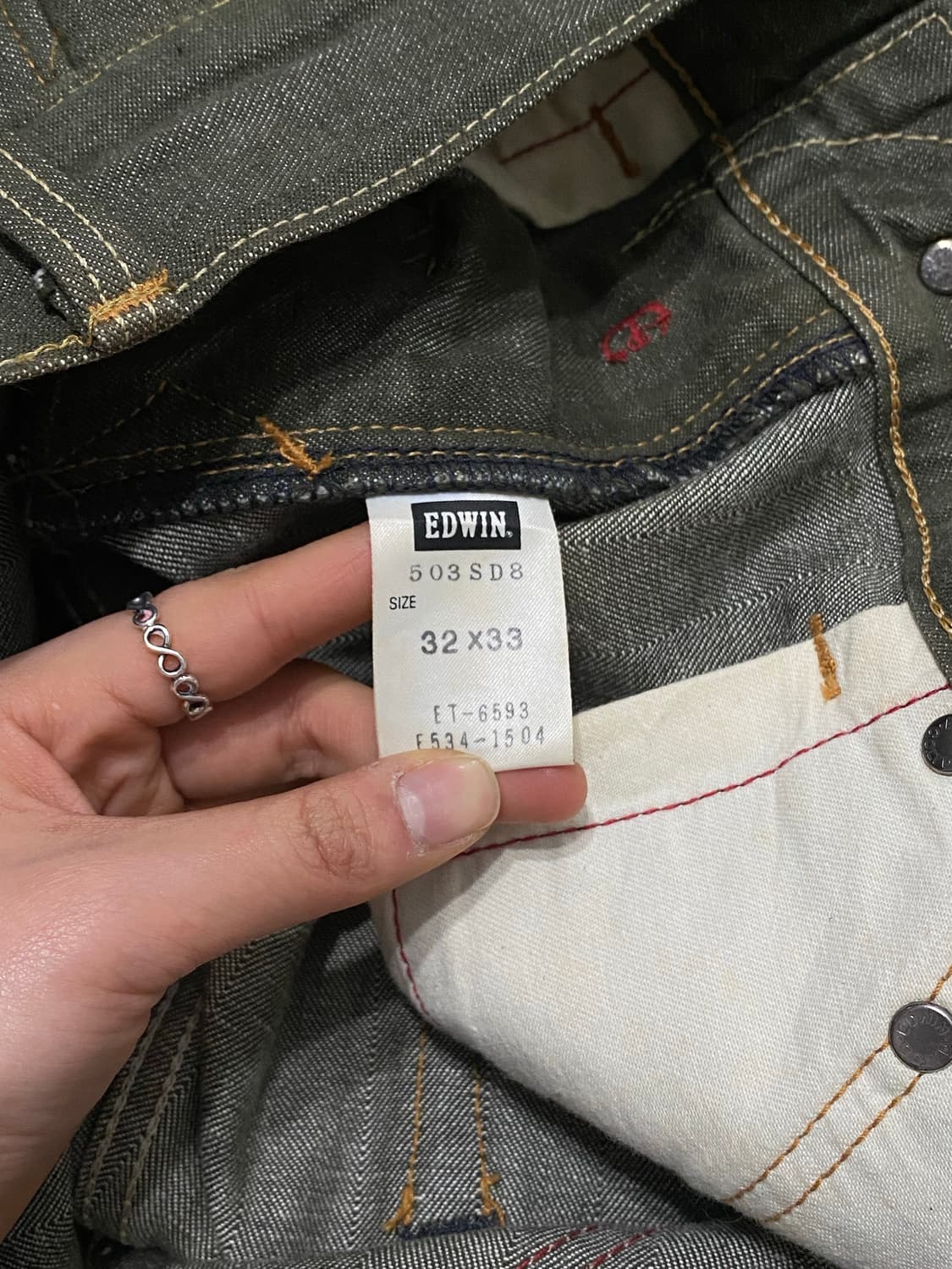 Edwin 카키 스트라이프 코튼 팬츠 상품이미지10