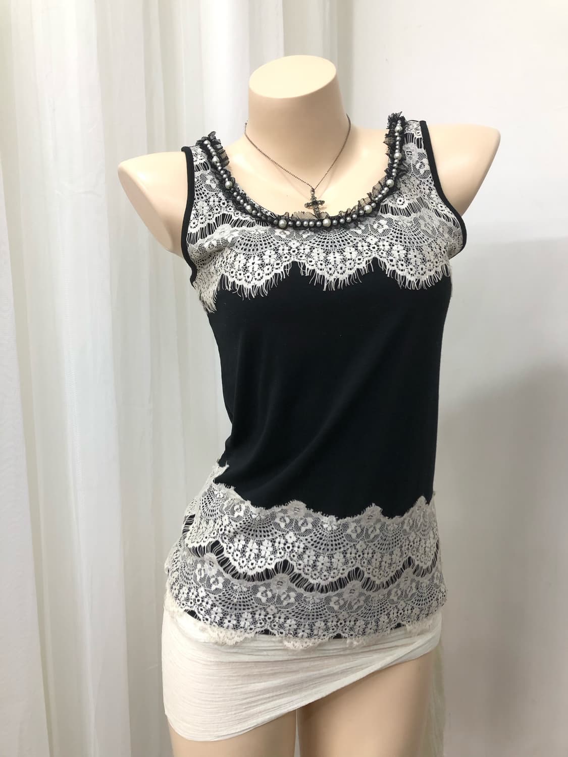 AXES FEMME bead lace sleeveless top 상품이미지2