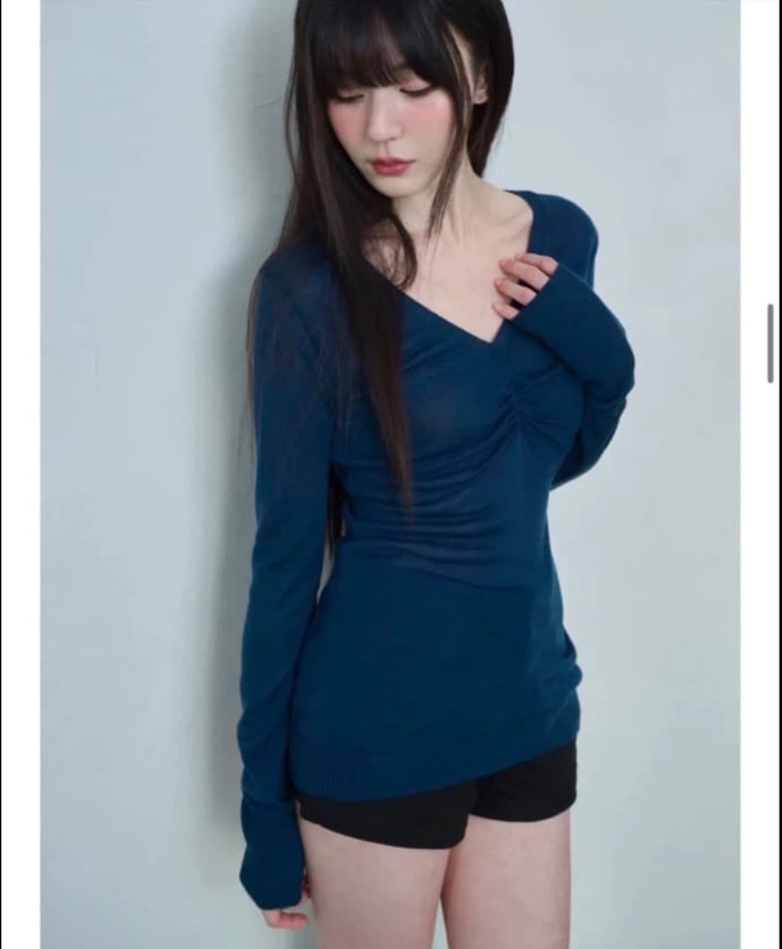 레이즈미야 아이리 셔링 니트 네이비 s 상품이미지1