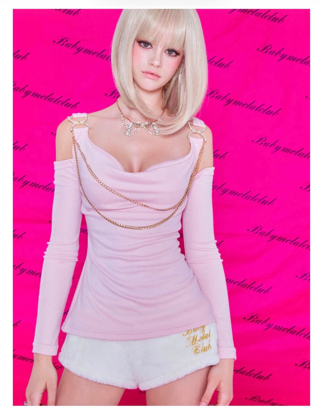 베이비메탈클럽 샤이니 돌 탑 핑크 상품이미지1