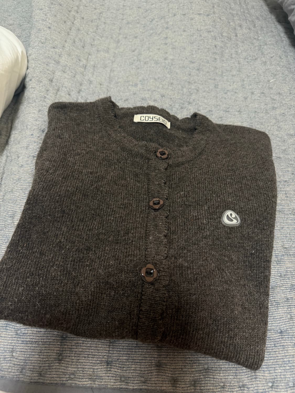 코이세이오 플라워 버튼 가디건 브라운 상품이미지2