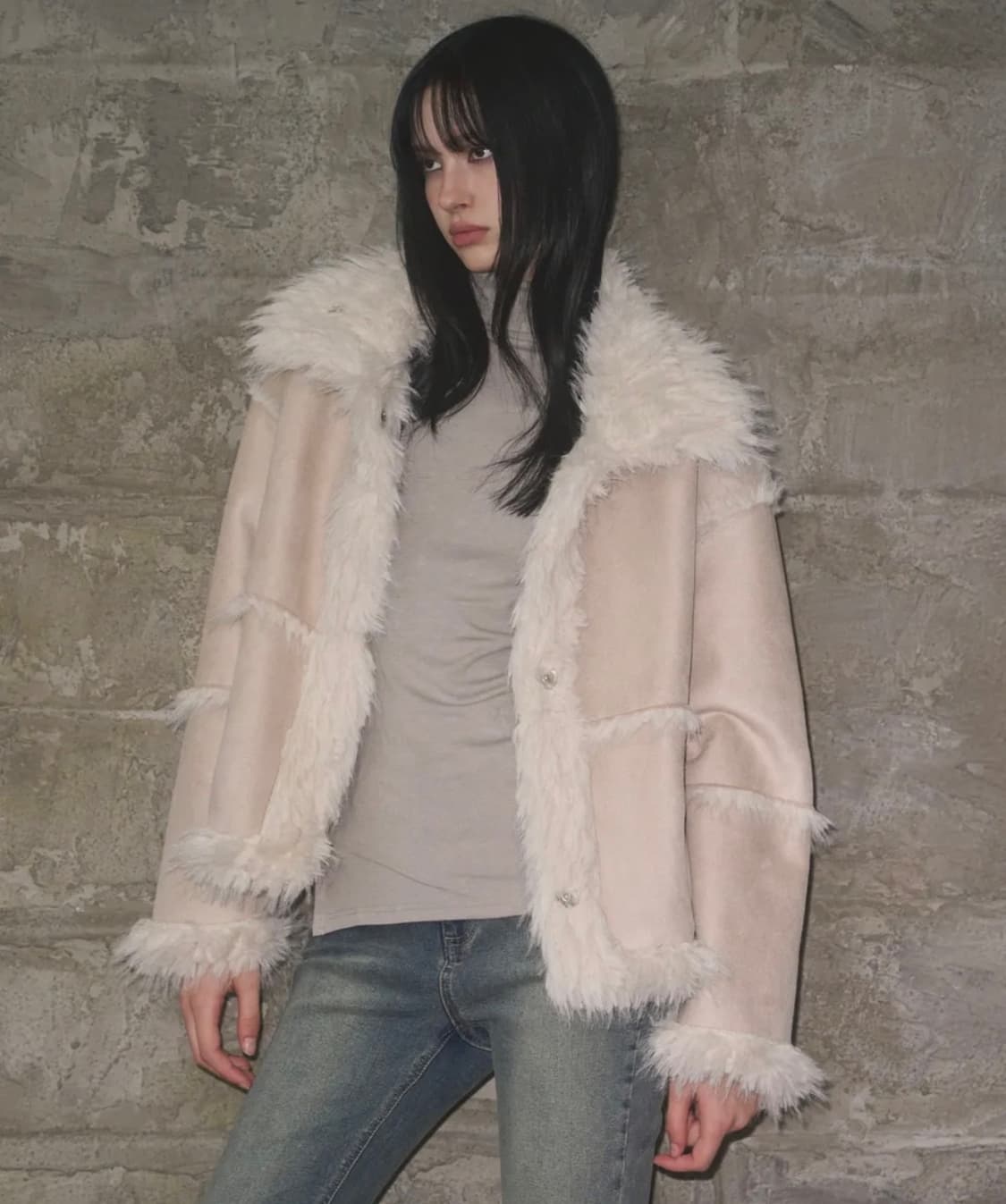 리버시블 시어링 퍼 자켓 [CREAM] 상품이미지3