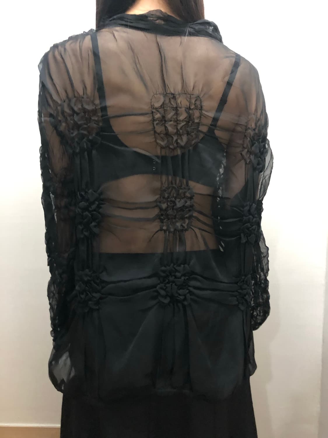 빈티지 블랙 셔링 탑 상품이미지9