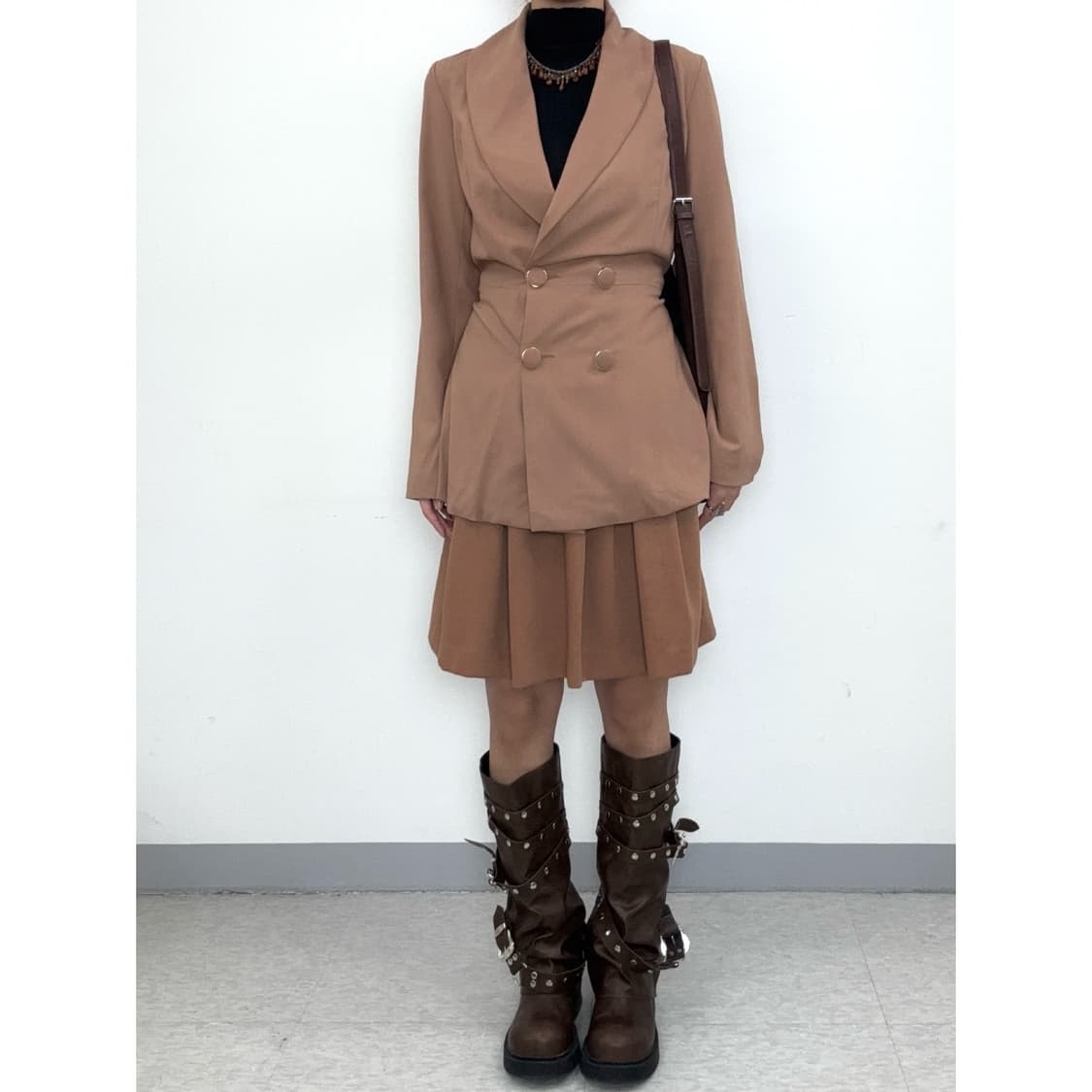 빈티지 브라운 플리츠 스커트 상품이미지1