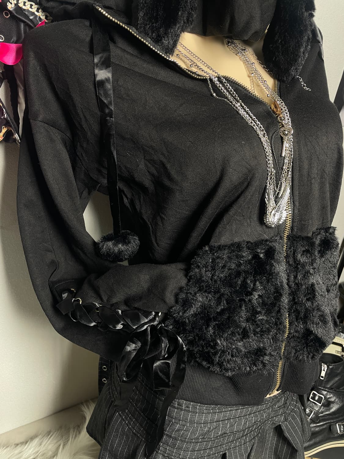 시크릿허니 우사미미 후드집업 리본 털  상품이미지3