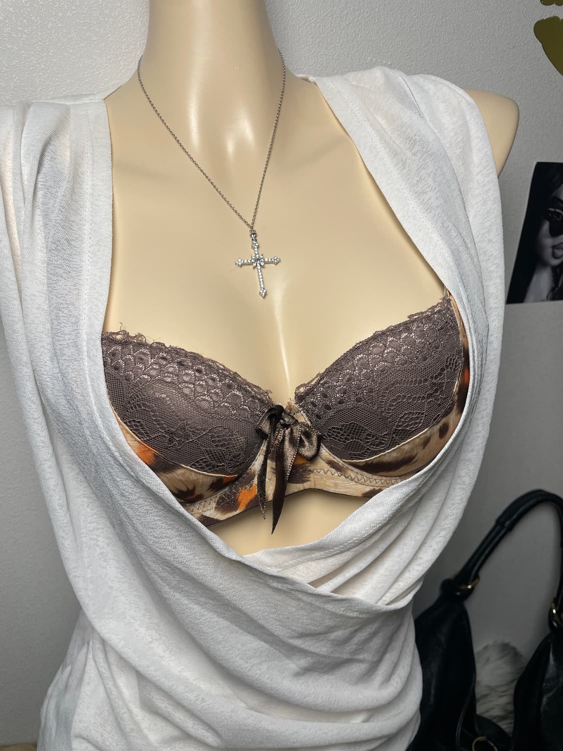 오네갸루 호피 브래지어 니트 탑세트 상품이미지2