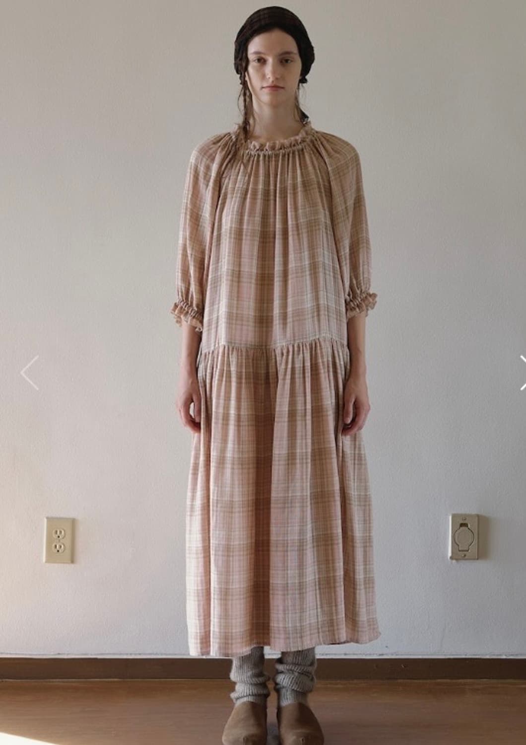 비아플레인 시몬 체크 롱 원피스 simon check long dress 상품이미지1