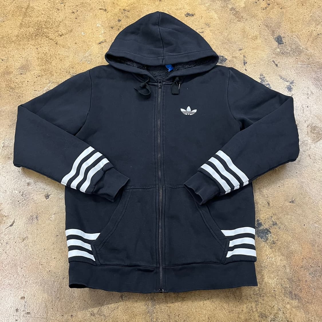 아디다스 블랙 울프 털 백로고 후드집업 95 상품이미지2