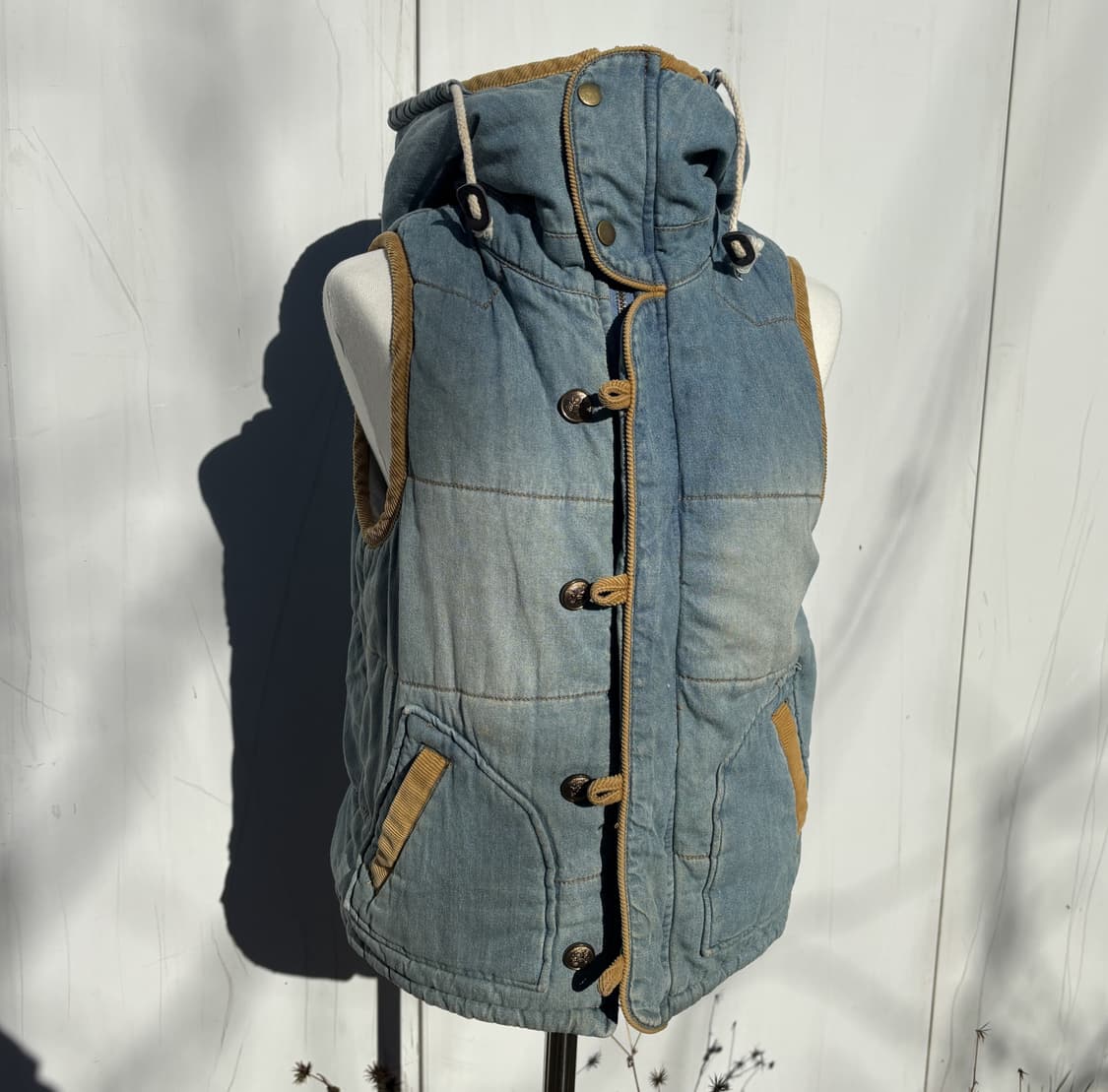 Petit Fleur 쁘띠플뢰르 빈티지 데님 양털 후드 베스트 상품이미지2