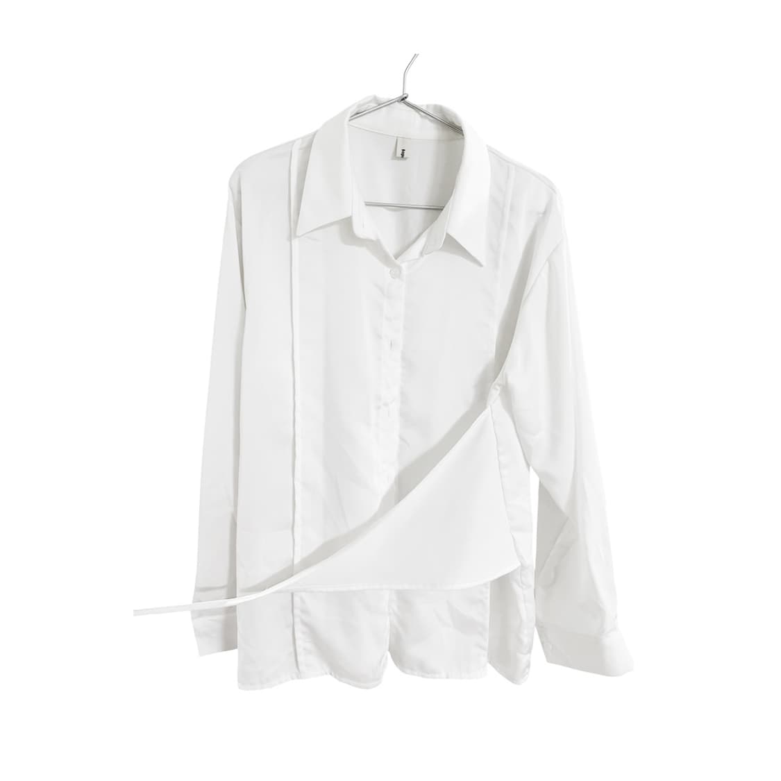 satin String Detail Wrap Shirt_White 상품이미지2