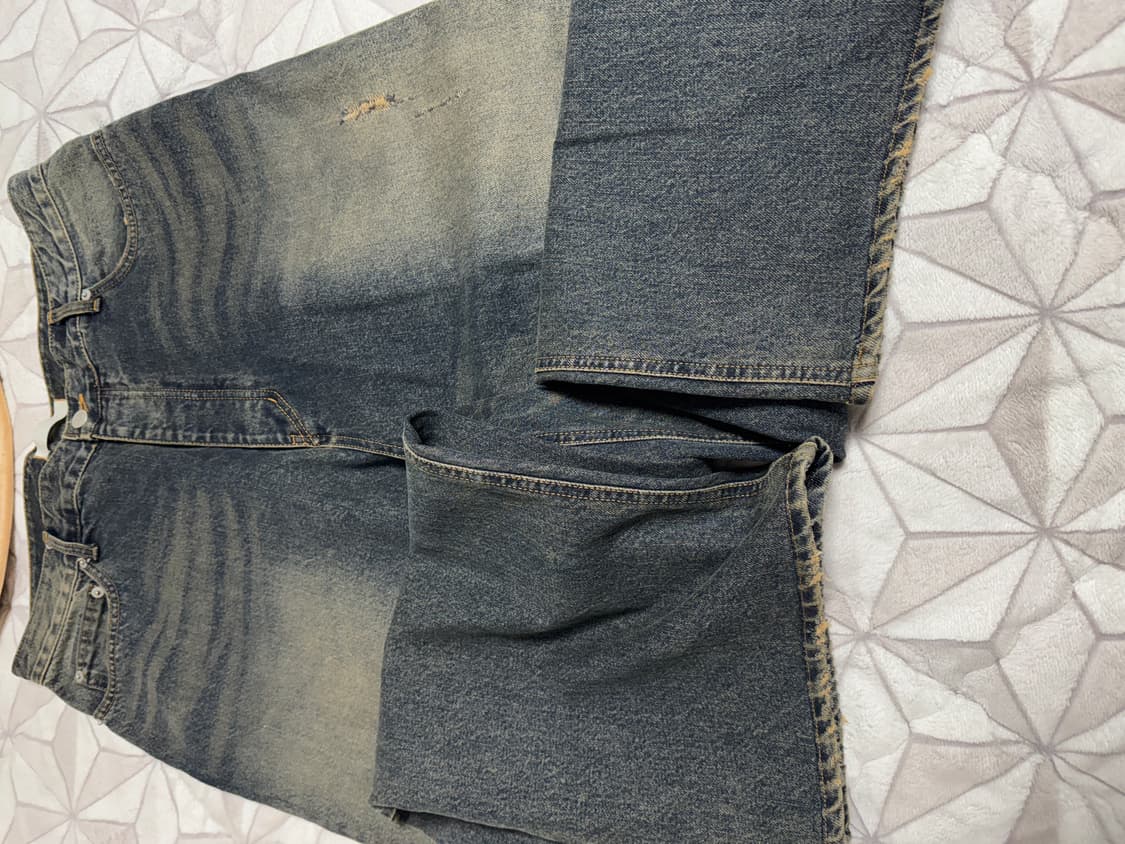 언더마이카 이에크 디스트레스드 와이드 진 2 사이즈 상품이미지3