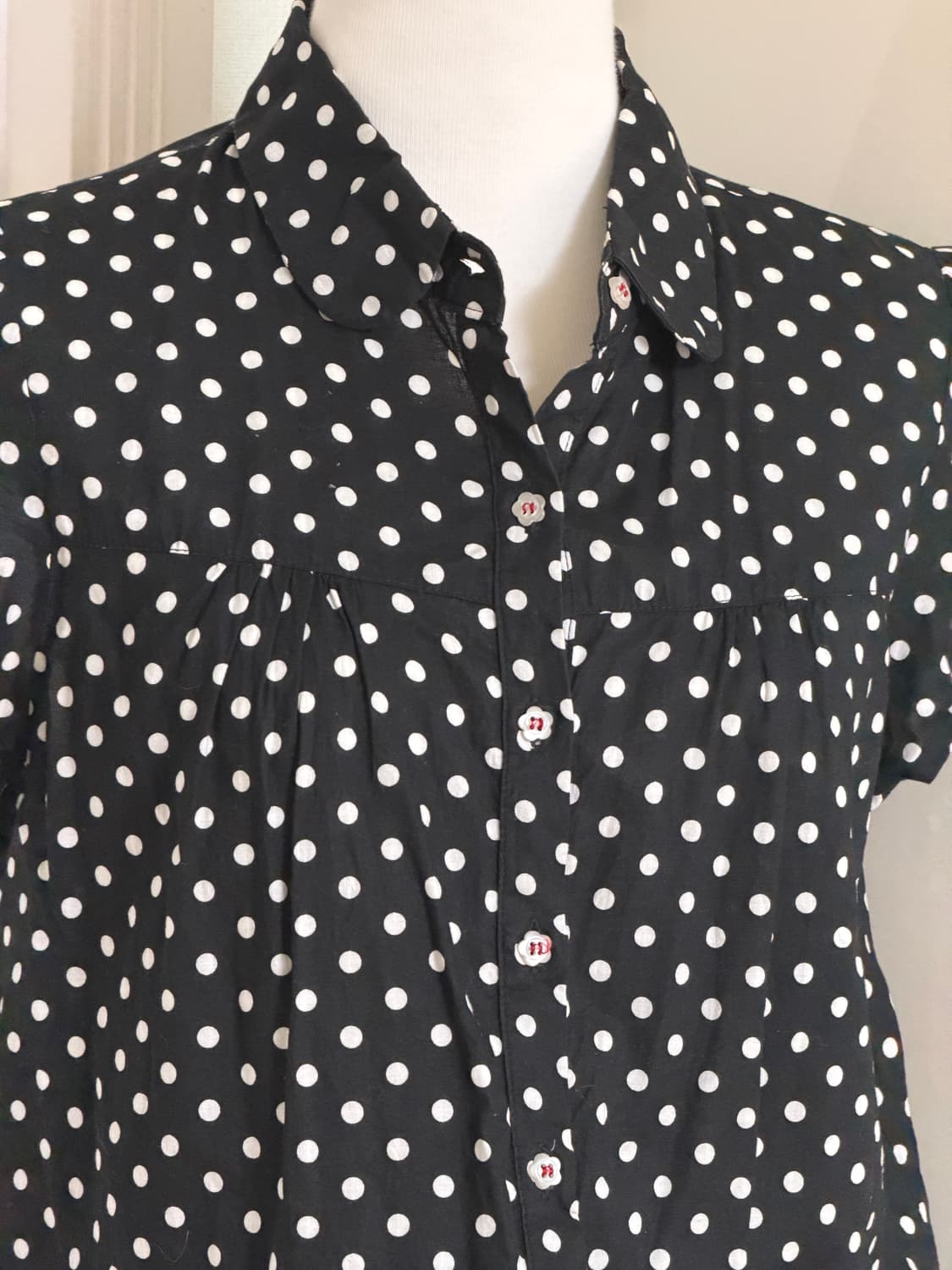 블랙 도트 반팔 셔츠원피스 상품이미지3