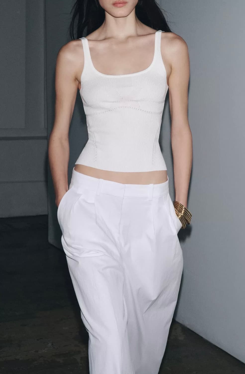 ZARA 자라 슬림 핏 니트 탑, 자라 니트 슬리브리스, 자라 니트 탑 상품이미지3