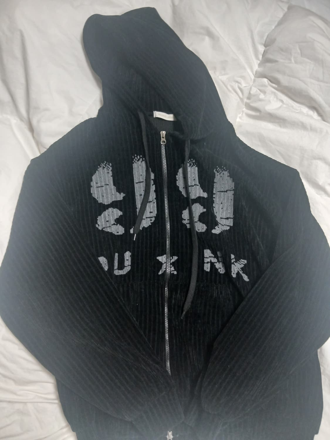 [마젠타 스튜디오]블랙 골지 니트 후드 집업 판매 상품이미지1