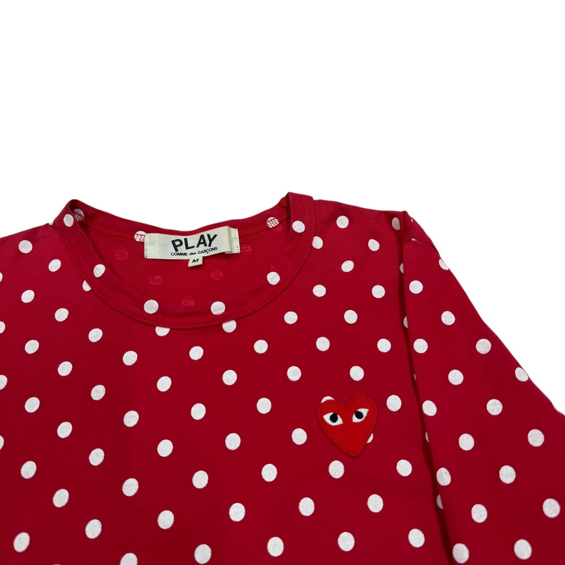 꼼데가르송 도트 땡땡이 롱슬리브 긴팔티 레드 M 상품이미지2