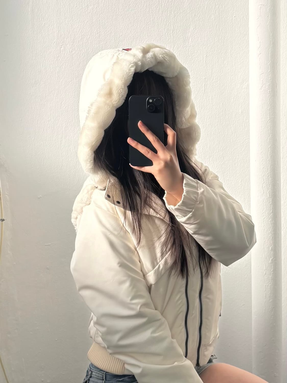 Vintage White Fur-Hood Padded Jacket 상품이미지3