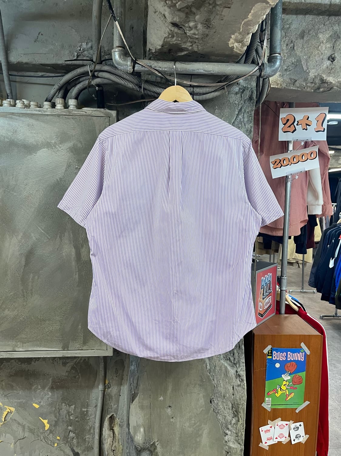 폴로 랄프로렌 스트라이프 반팔 셔츠 퍼플 XL #csz3396  상품이미지2