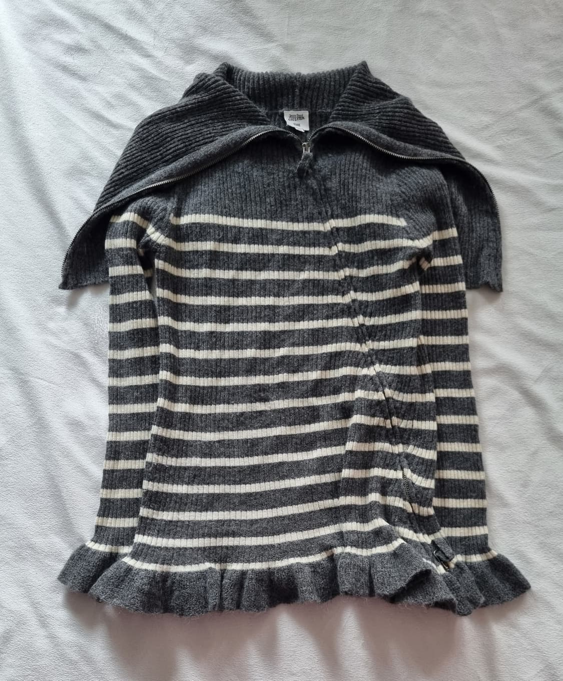 빈티지 모리걸 하구미 스트라이프 프릴 집업 니트 상품이미지1