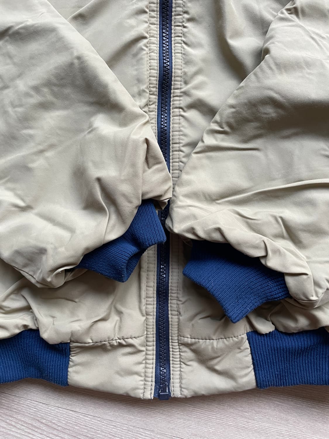 80s 파타고니아 쉘드 신칠라 베이지 네이비 봄버 자켓 rare usa 상품이미지5