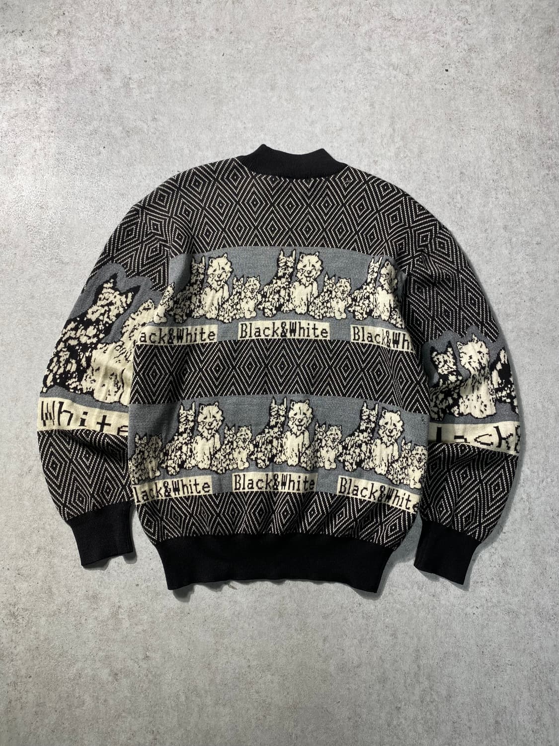 [XL] 90s Black & White 블랙앤화이트 크루넥 울 니트 상품이미지4