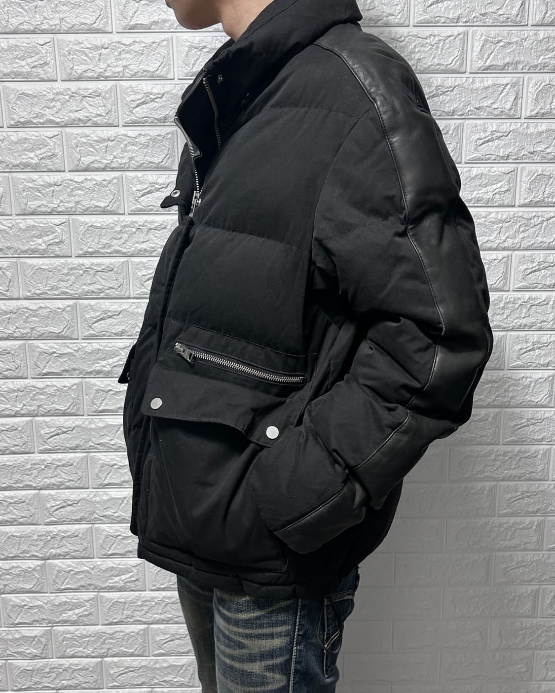 올세인츠 레더 판넬 패디드 자켓 상품이미지1