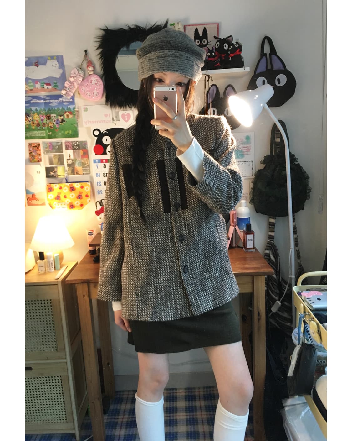 VINTAGE TWEED STAND JACKET BROWN 상품이미지2