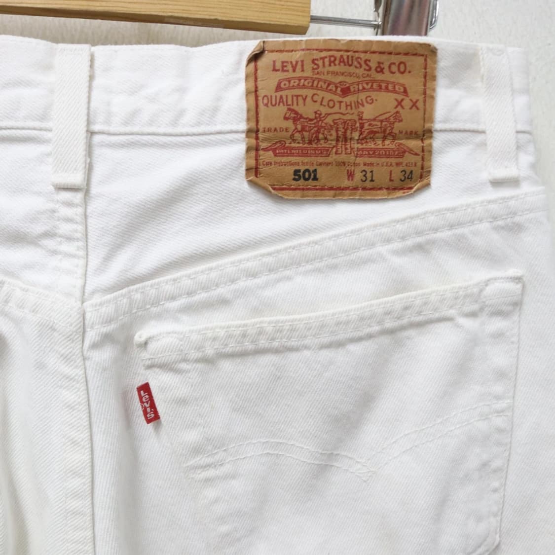 90'S 리바이스 501 화이트 코튼 팬츠 66101 상품이미지8