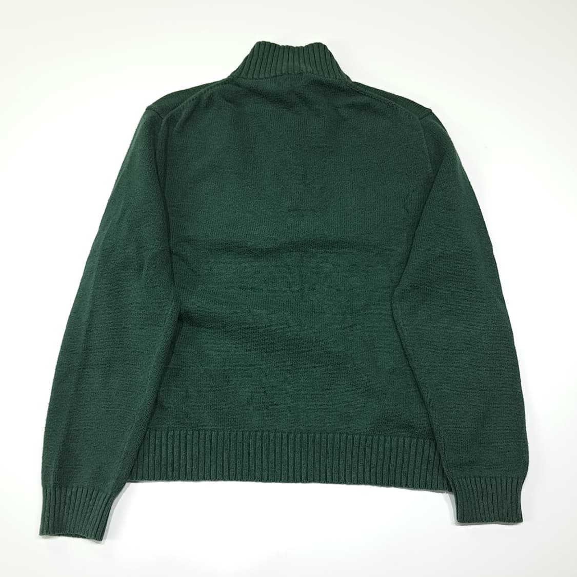 CL418 L 폴로 00s 코튼 가죽풀러 헌터그린 하프집업 니트 상품이미지6