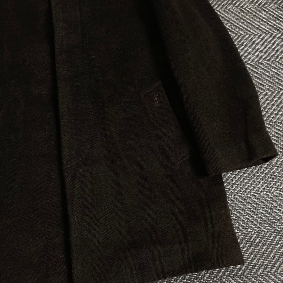 90s 입생로랑 자수로고 울 혼방 앙고라 하프 발마칸 코트y 3621 상품이미지4