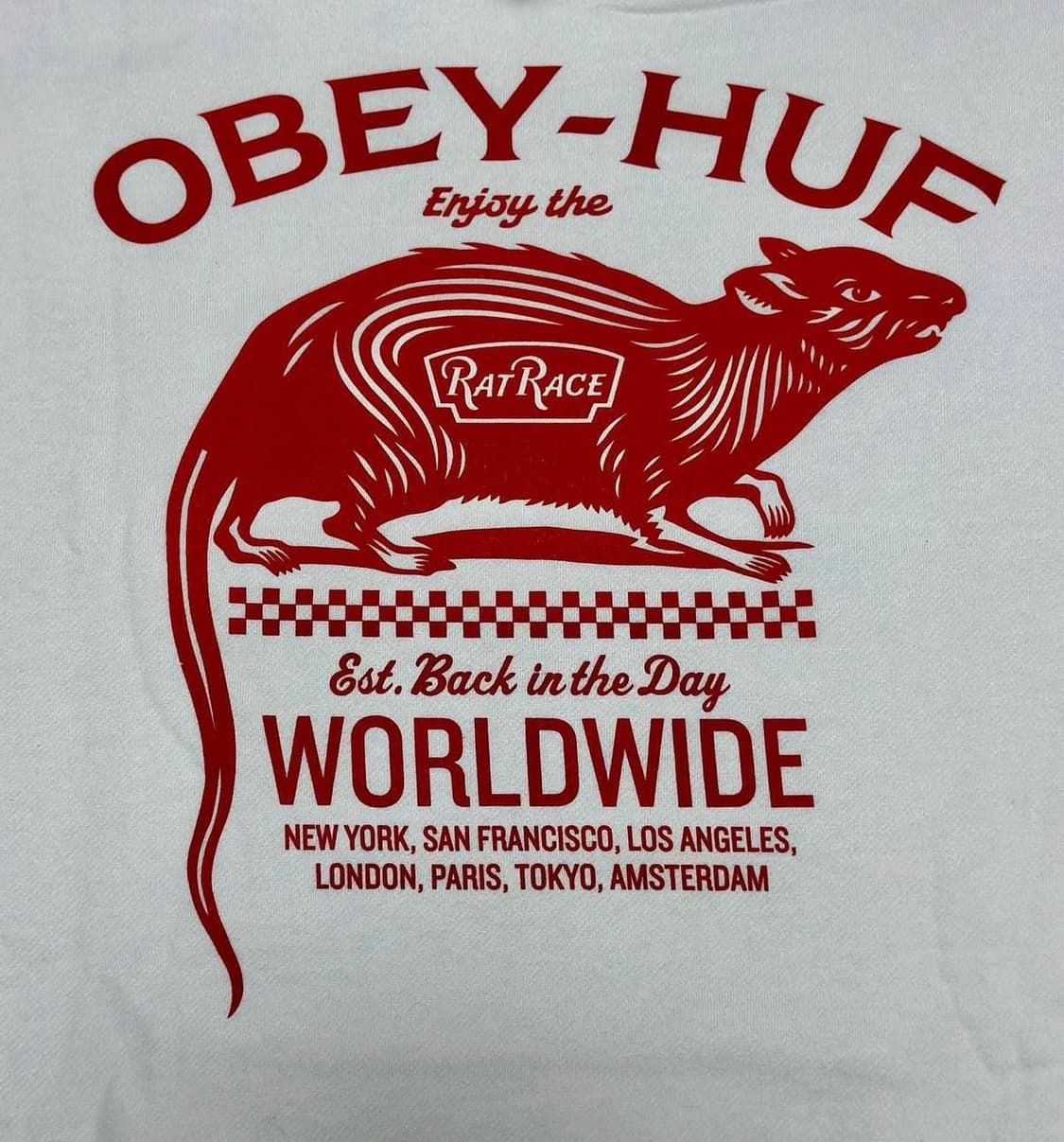HUF x OBEY RAT RACE Hoodie (White)  상품이미지4