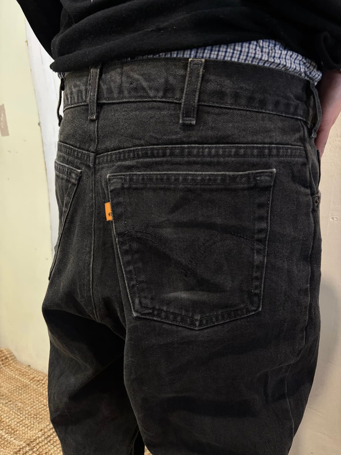 80s LEVIS 501 orange tab black denim pan 상품이미지1