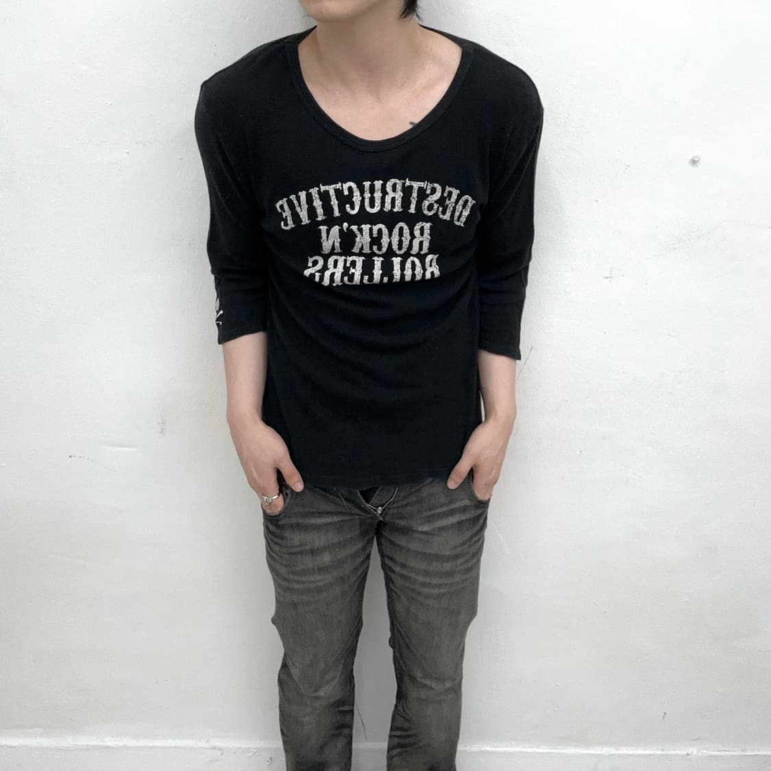 Lettering three quarters sleeve 상품이미지1
